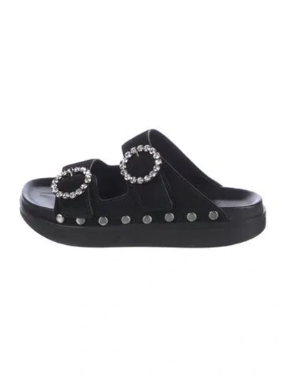 Pre-owned Isabel Marant Suede Crystal Embellishments Slides In Black
