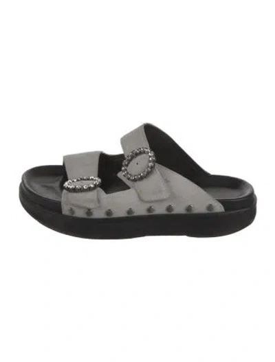 Pre-owned Isabel Marant Suede Crystal Embellishments Slides In Gray