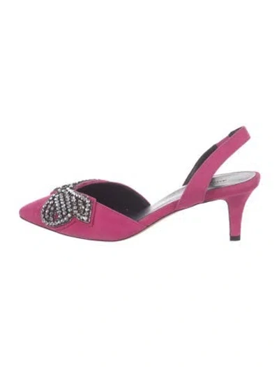 Pre-owned Isabel Marant Suede Crystal Embellishments Slingback Pumps In Purple