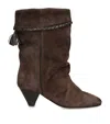 Isabel Marant Dalby Draped Suede Ankle Boots With Pointed Toe And Cone Heel In Brown