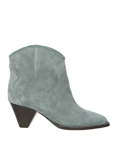 Isabel Marant Suede Denim Ankle Boots In Gray