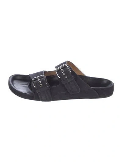 Pre-owned Isabel Marant Suede Embroidered Accent Slides In Blue