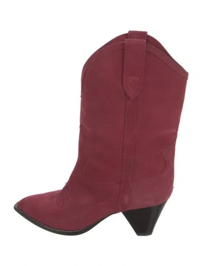 Pre-owned Isabel Marant Suede Embroidered Accent Western Boots In Red