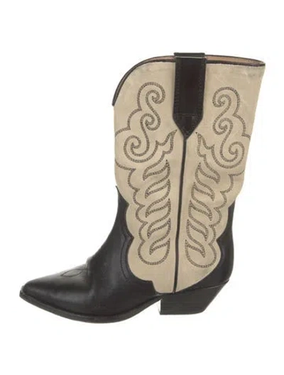 Pre-owned Isabel Marant Suede Embroidered Accent Western Boots