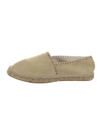 Pre-owned Isabel Marant Suede Eyelet Trim Espadrilles In Green