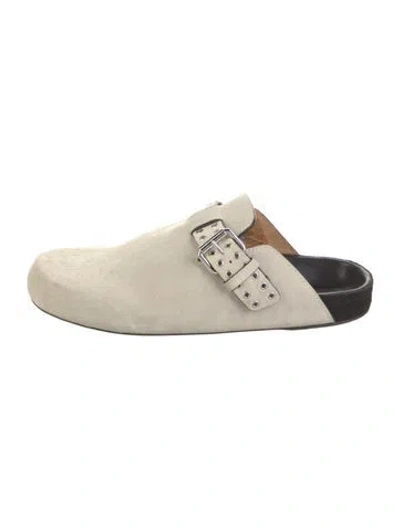 Pre-owned Isabel Marant Suede Eyelet Trim Mules In Neutral