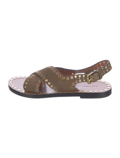 Pre-owned Isabel Marant Suede Eyelet Trim Sandals In Brown