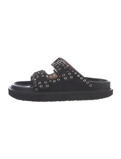 Pre-owned Isabel Marant Suede Eyelet Trim Slides In Blue