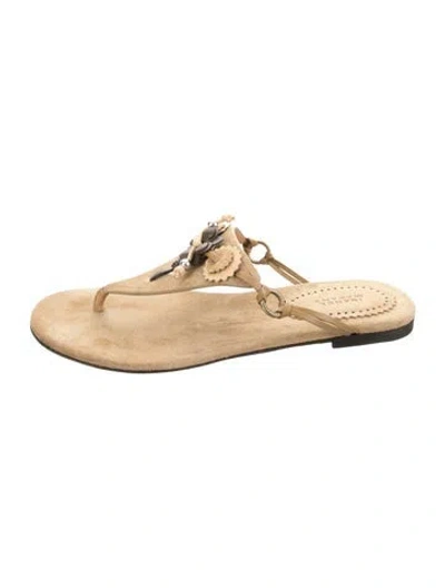 Pre-owned Isabel Marant Suede Flip Flops In Gold