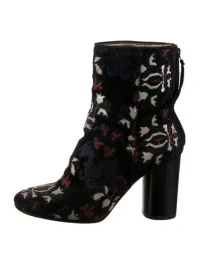Pre-owned Isabel Marant Suede Floral Print Boots In Black