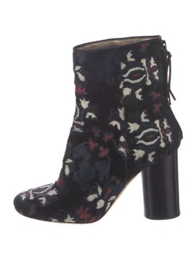 Pre-owned Isabel Marant Suede Floral Print Boots In Black