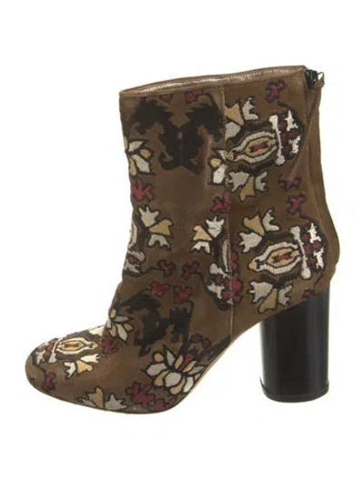 Pre-owned Isabel Marant Suede Floral Print Boots In Brown