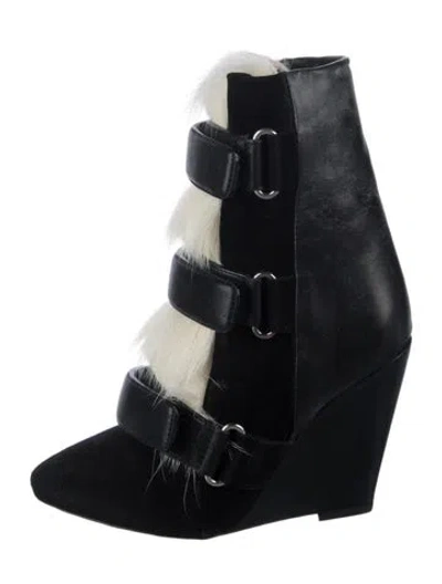 Pre-owned Isabel Marant Suede Fur Trim Boots In Black