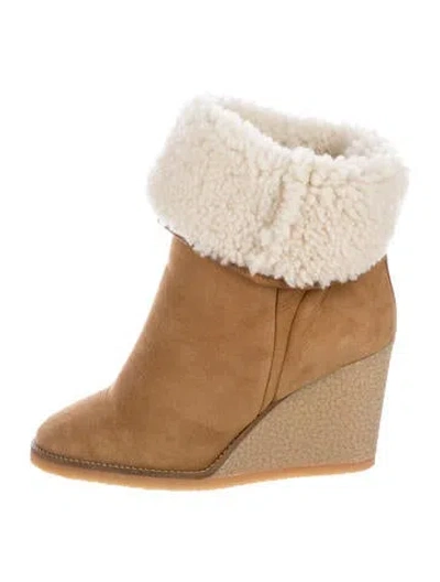 Pre-owned Isabel Marant Suede Fur Trim Boots In Brown