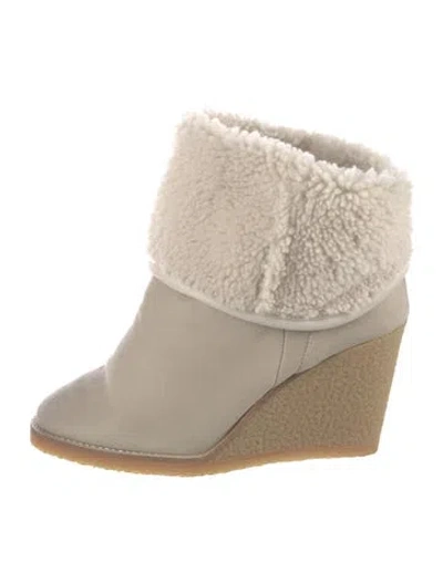 Pre-owned Isabel Marant Suede Fur Trim Boots In Neutral