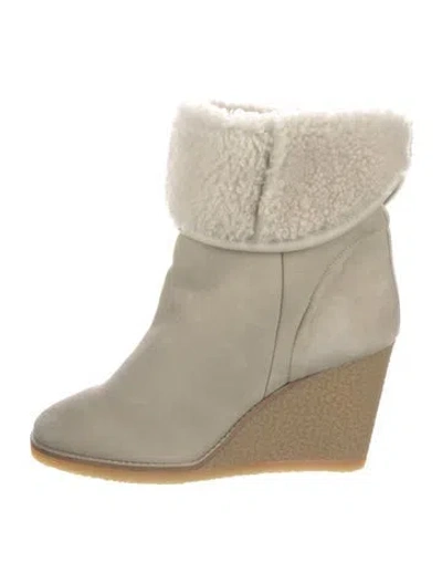Pre-owned Isabel Marant Suede Fur Trim Boots In Neutral