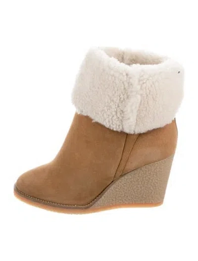 Pre-owned Isabel Marant Suede Fur Trim Boots In Neutral