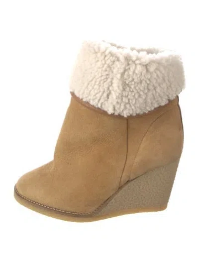 Pre-owned Isabel Marant Suede Fur Trim Boots In Neutrals