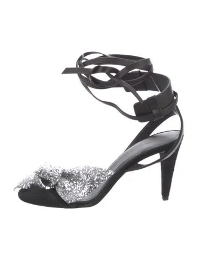 Pre-owned Isabel Marant Suede Glitter Accents Gladiator Sandals In Black