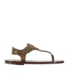 Isabel Marant Akel Leather T-strap Sandals In Green