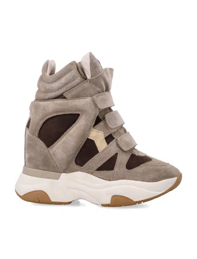 Isabel Marant Suede High-top Wedge Sneakers In Sand Brown/chocolate