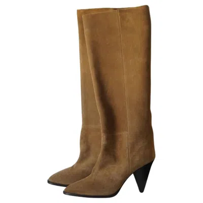 Pre-owned Isabel Marant Suede Khaki Knee High Boots In Brown