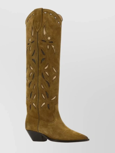 Isabel Marant Suede Knee-length Boots With Side Cut-outs In Brown
