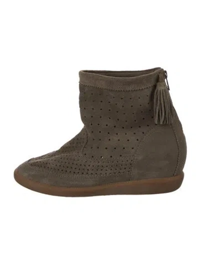 Pre-owned Isabel Marant Suede Lasercut Accents Chelsea Boots In Green