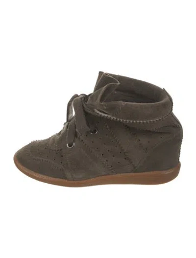 Pre-owned Isabel Marant Suede Lasercut Accents Lace-up Boots In Gray