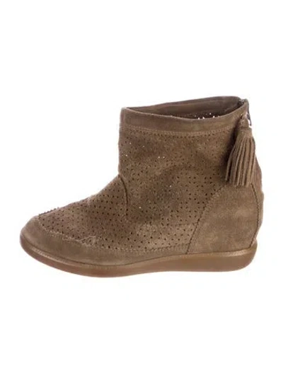Pre-owned Isabel Marant Suede Lasercut Accents Wedge Sneakers In Brown