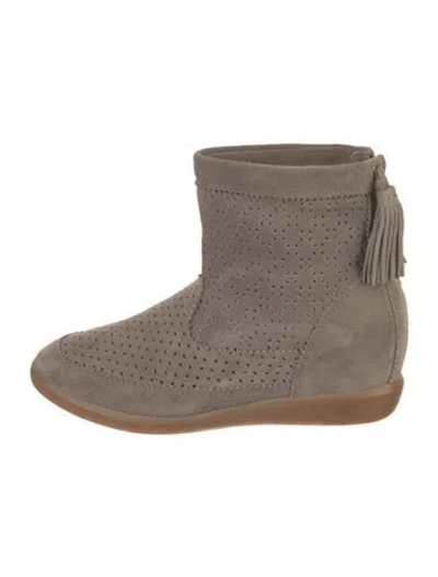 Pre-owned Isabel Marant Suede Lasercut Accents Wedge Sneakers In Brown