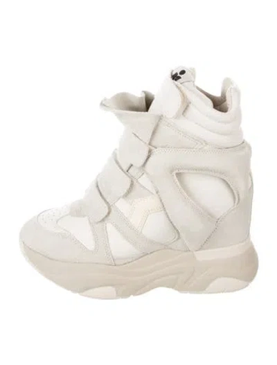 Pre-owned Isabel Marant Suede Lasercut Accents Wedge Sneakers In Neutrals/white