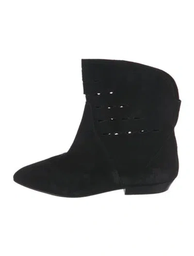 Pre-owned Isabel Marant Suede Lasercut Accents Western Boots In Black