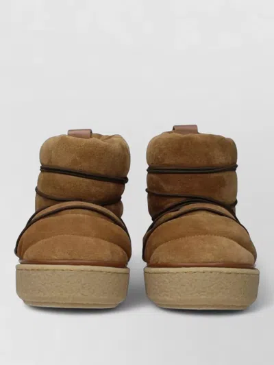 Isabel Marant Suede Leather Quilted Lace-up Ankle Boots In Brown