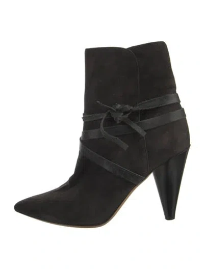 Pre-owned Isabel Marant Suede Leather Trim Embellishment Boots In Black