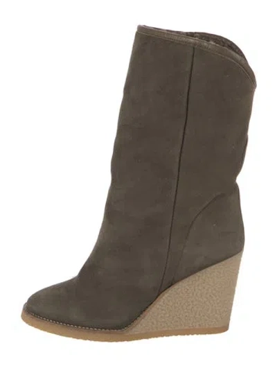 Pre-owned Isabel Marant Suede Leather Trim Embellishment Boots In Green