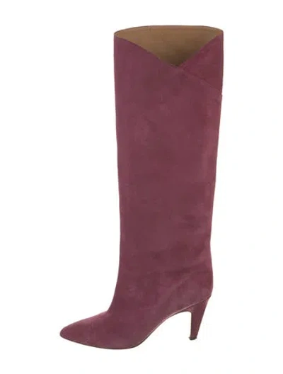 Pre-owned Isabel Marant Suede Leather Trim Embellishment Boots In Purple