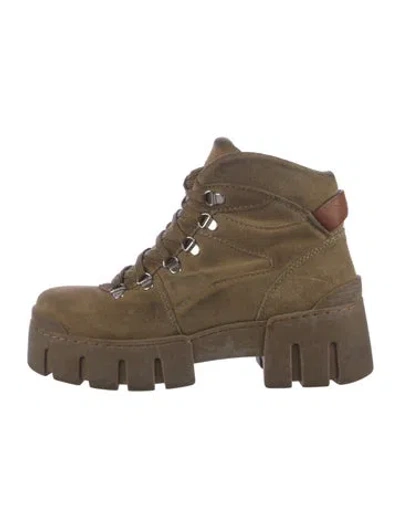 Pre-owned Isabel Marant Suede Leather Trim Embellishment Hiking Boots In Neutrals