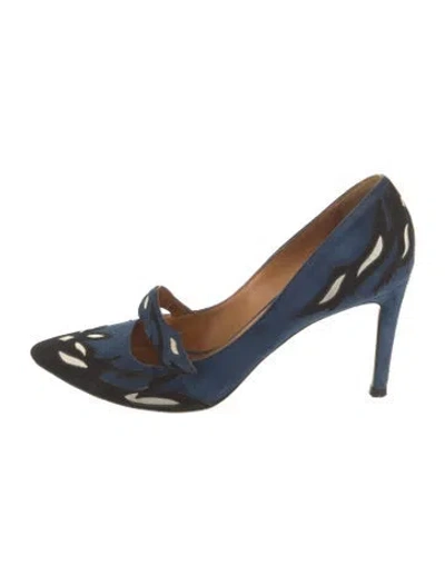 Pre-owned Isabel Marant Suede Leather Trim Embellishment Pumps In Blue