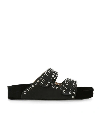 Isabel Marant Suede Lennyo Sandals In Faded Black