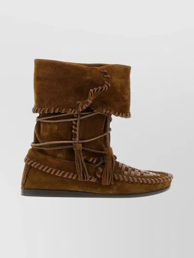 ISABEL MARANT SUEDE MID-CALF BOOTS TASSEL DETAIL
