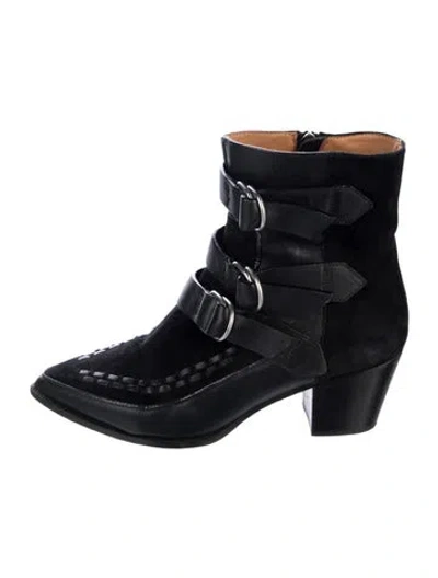Pre-owned Isabel Marant Suede Moto Boots In Black