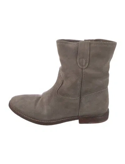 Pre-owned Isabel Marant Suede Moto Boots In Gray