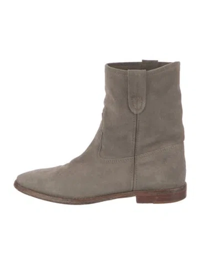 Pre-owned Isabel Marant Suede Moto Boots In Gray