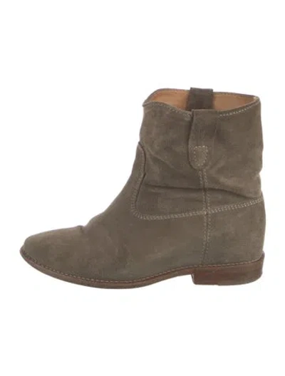 Pre-owned Isabel Marant Suede Moto Boots In Green