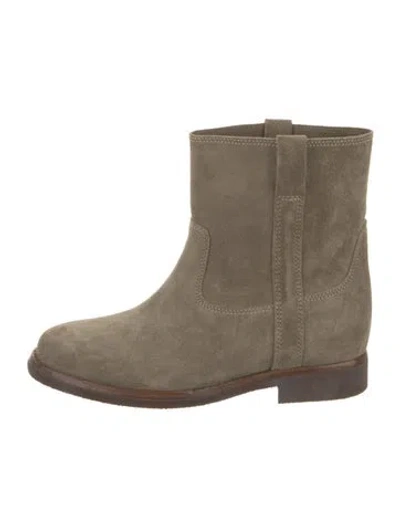 Pre-owned Isabel Marant Suede Moto Boots In Neutral