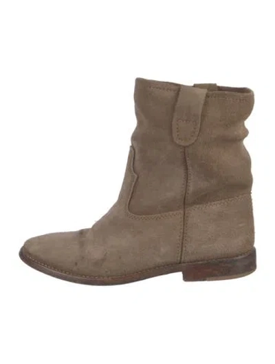 Pre-owned Isabel Marant Suede Moto Boots In Neutral