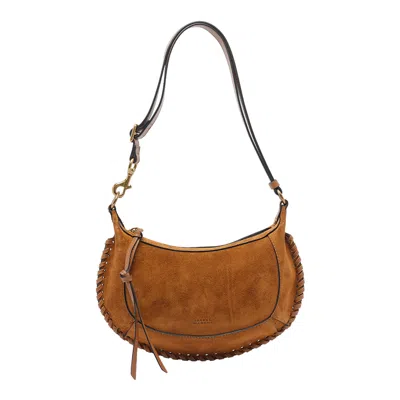 Isabel Marant Suede Oskan Moon Shoulder Bag In Brown