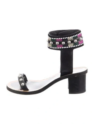 Pre-owned Isabel Marant Suede Patterned Sandals In Black