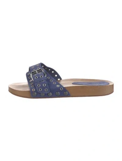 Pre-owned Isabel Marant Suede Patterned Slides In Blue